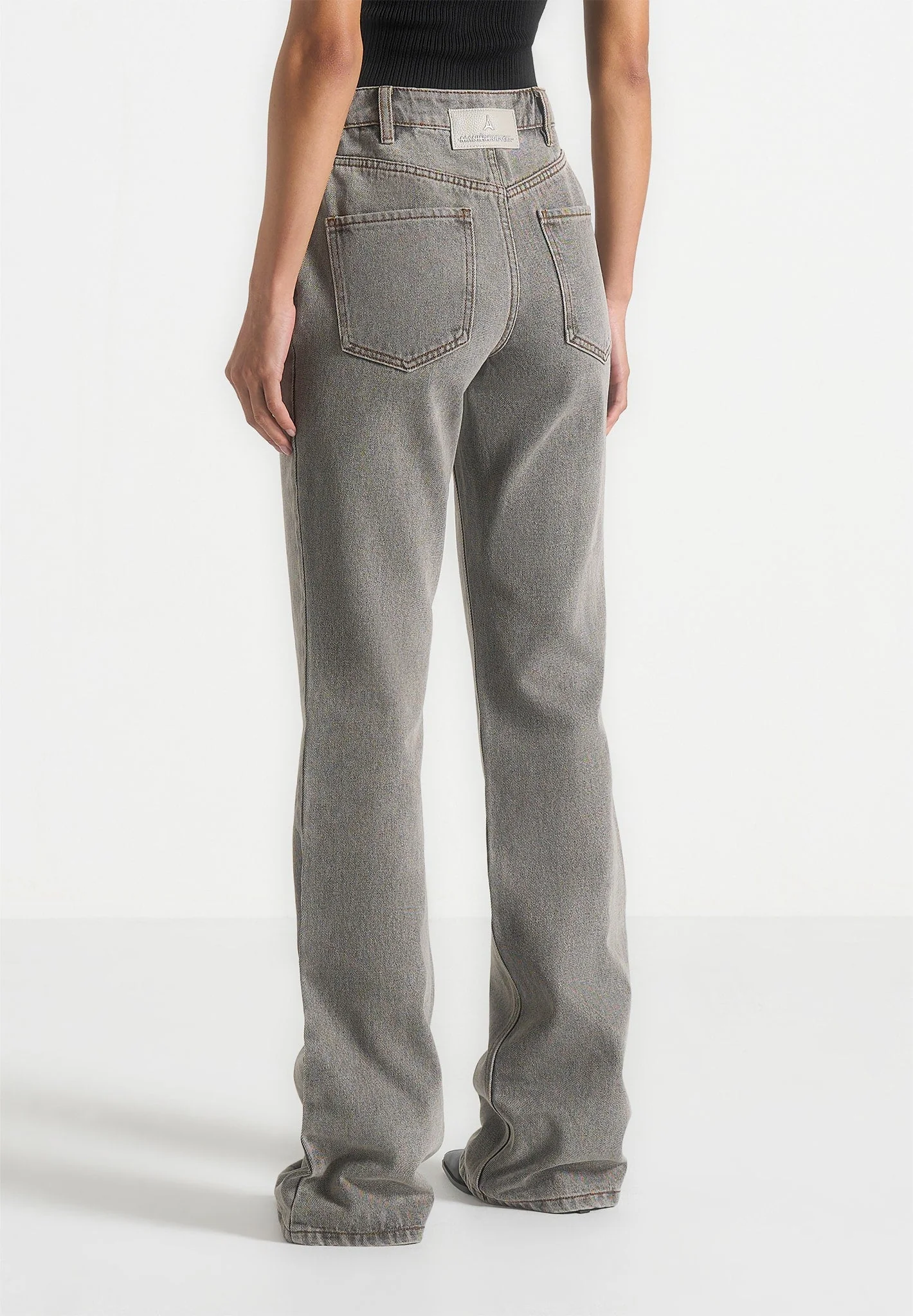 Abbie - Stacked Fit And Flare Jeans - Light Grey - Image 6