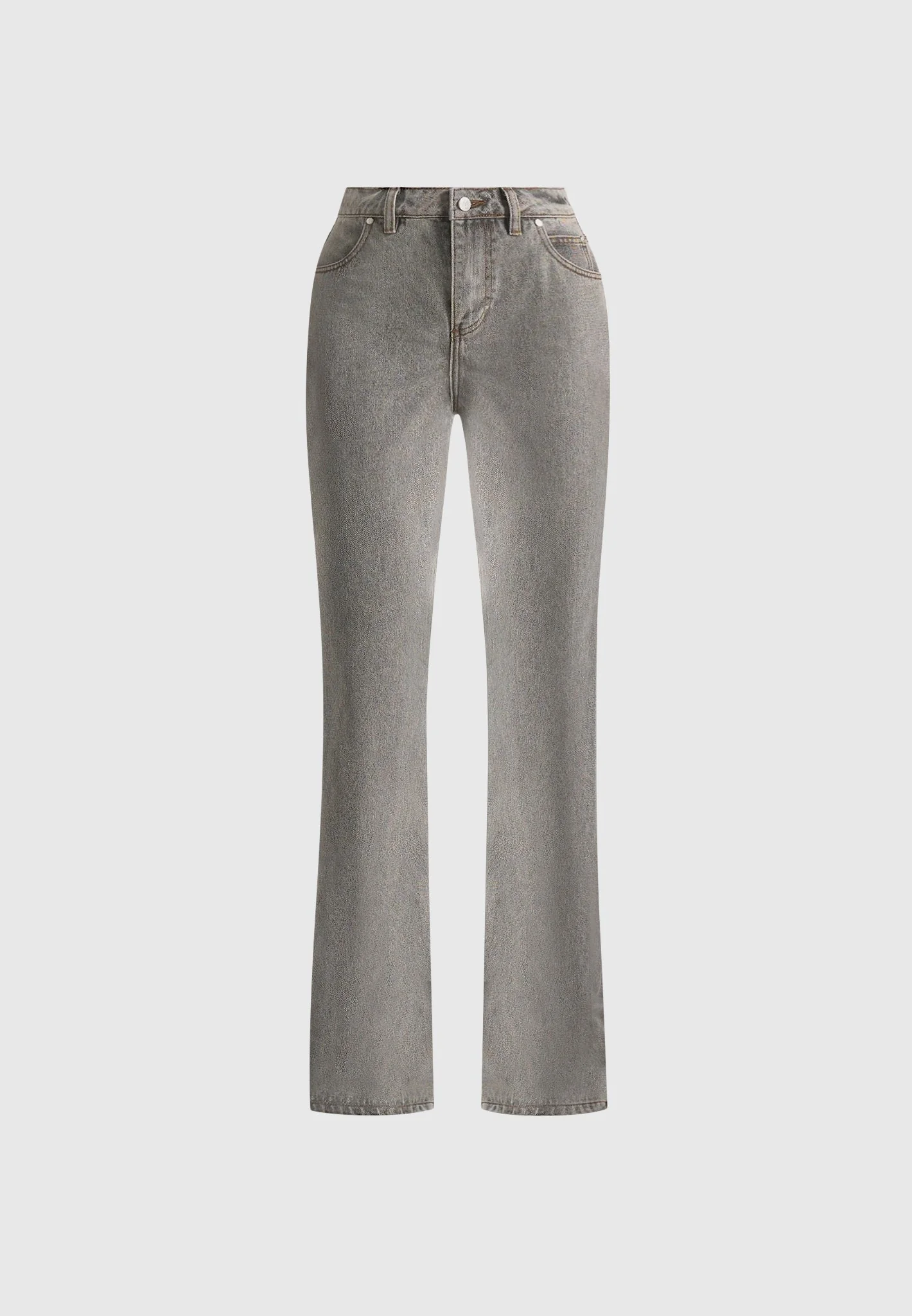 Abbie - Stacked Fit And Flare Jeans - Light Grey - Image 7