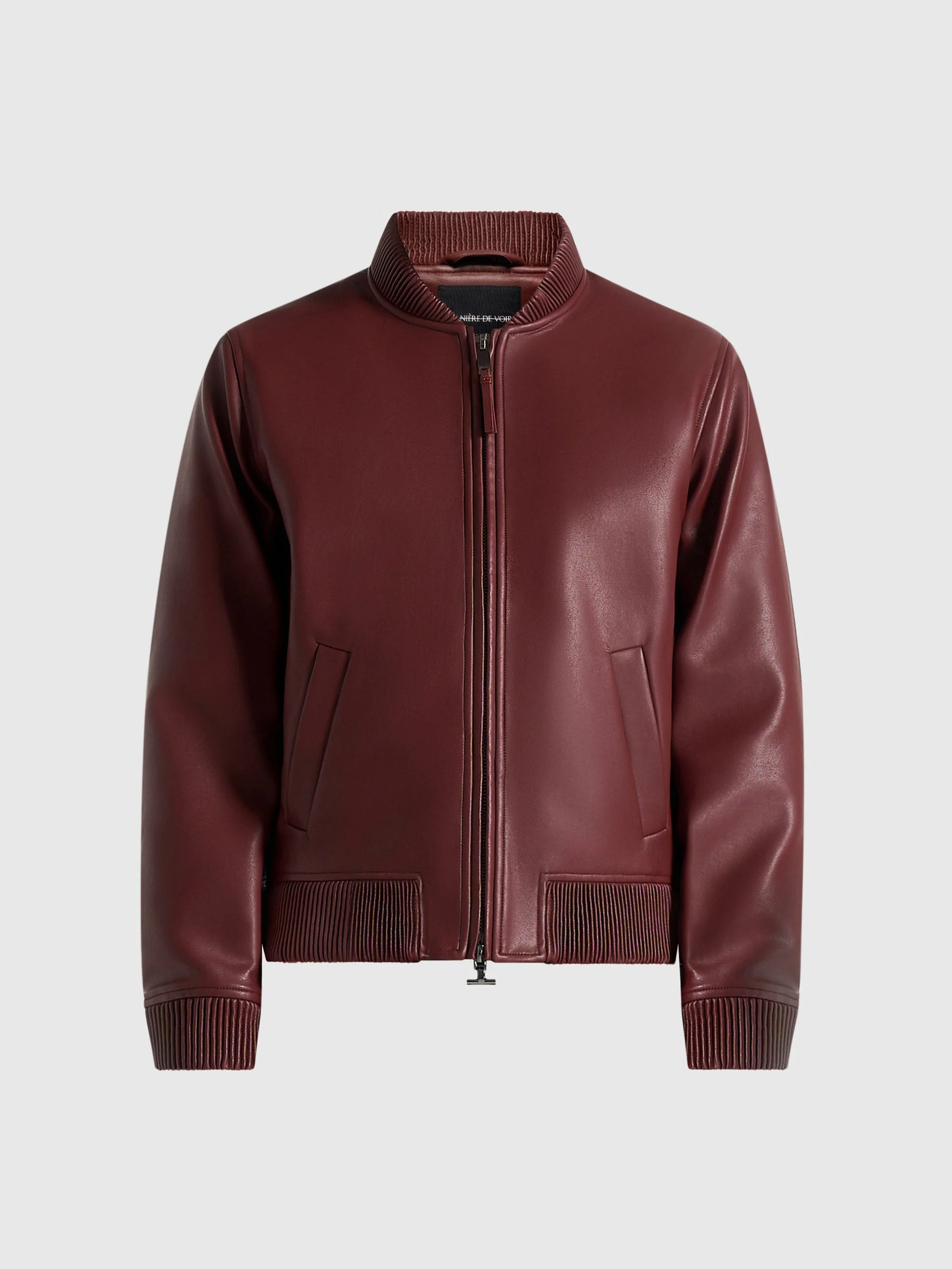 Arman - Leather Bomber Jacket - Wine Red - Image 5