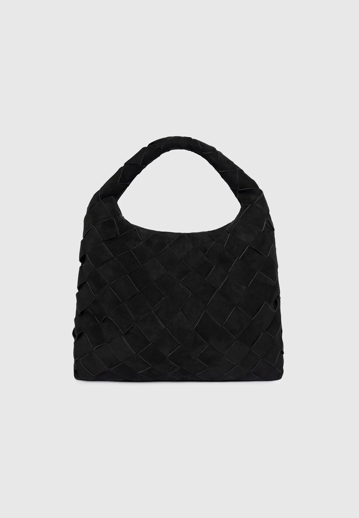 Aubin - Suede Woven Hobo Bag - Black - Image 4