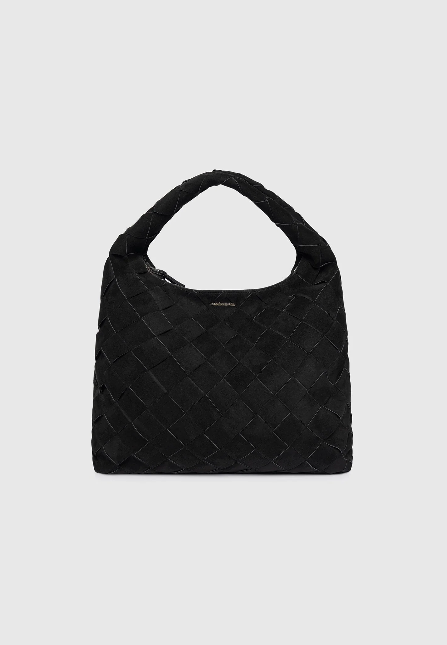 Aubin - Suede Woven Hobo Bag - Black - Image 5