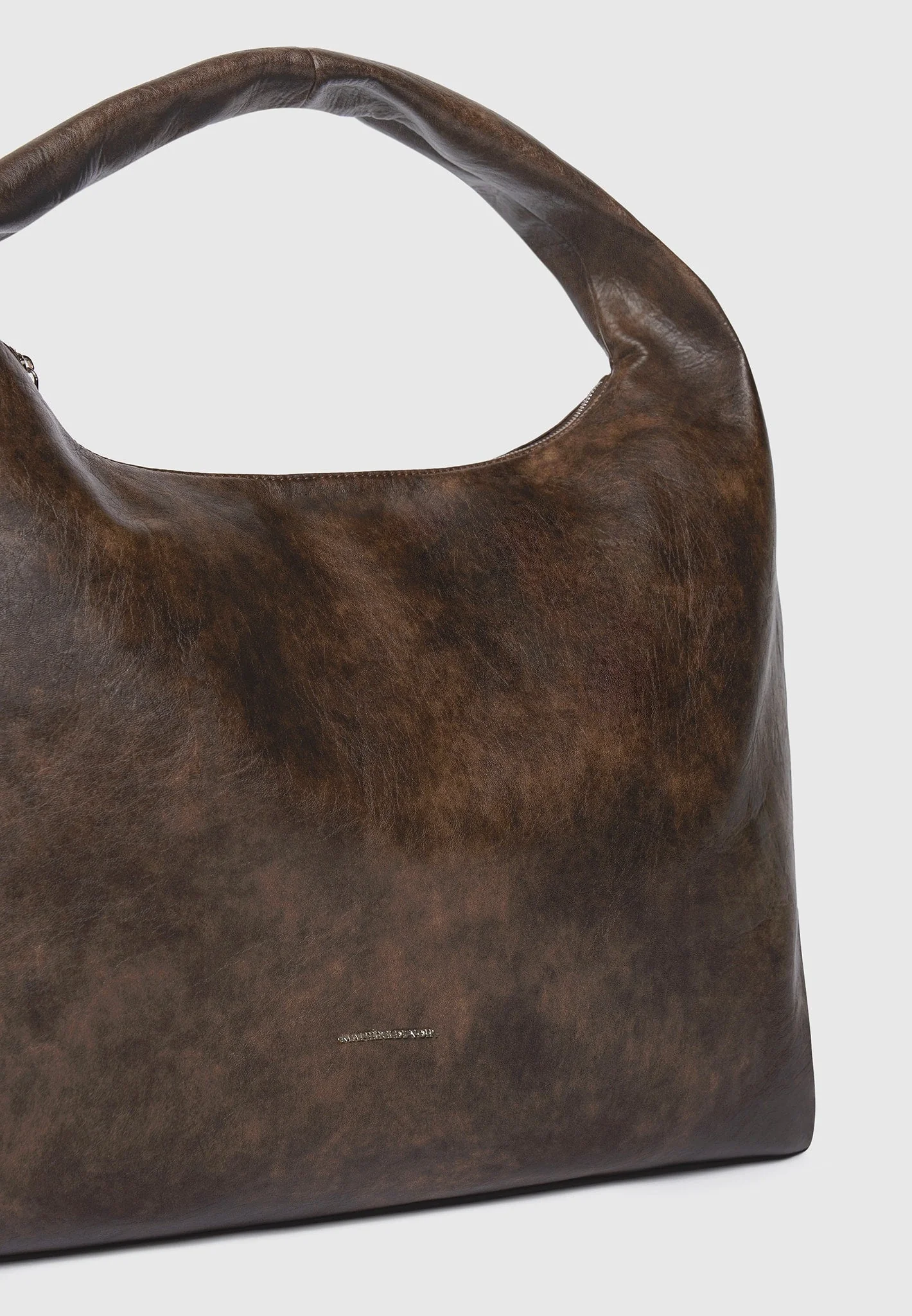 Aubin - Vintage Leather Hobo Bag - Brown - Image 4