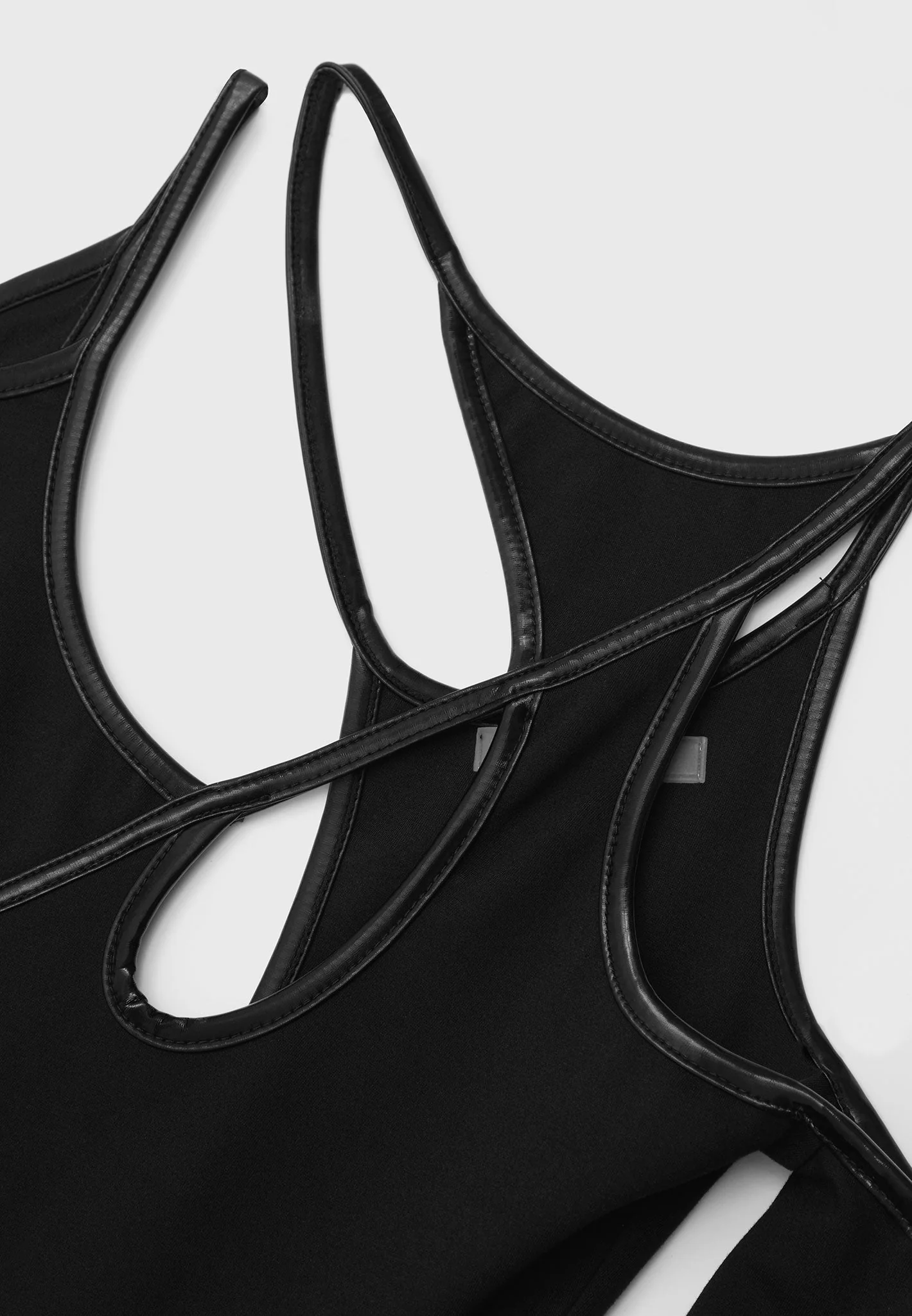 Contrast Asymmetric Bodysuit - Black - Image 6