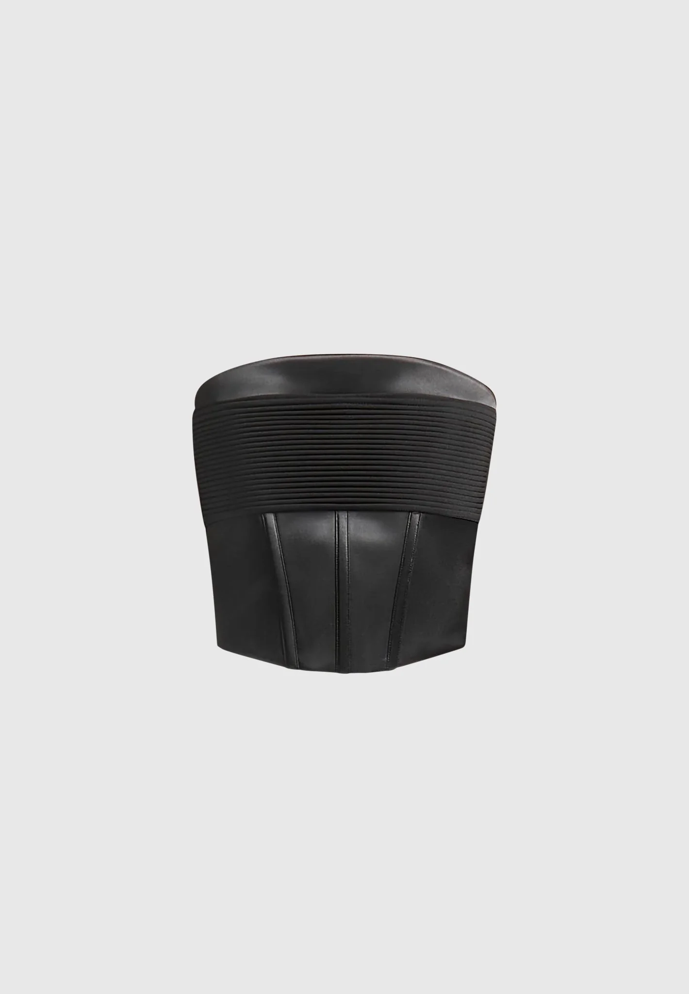 Cora - Satin Pintuck Bandeau Corset Top - Black - Image 4