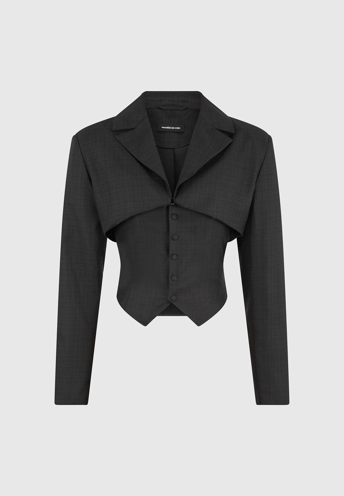 Lise - Cropped Tailored Blazer & Button Detail Bandeau - Black - Image 7