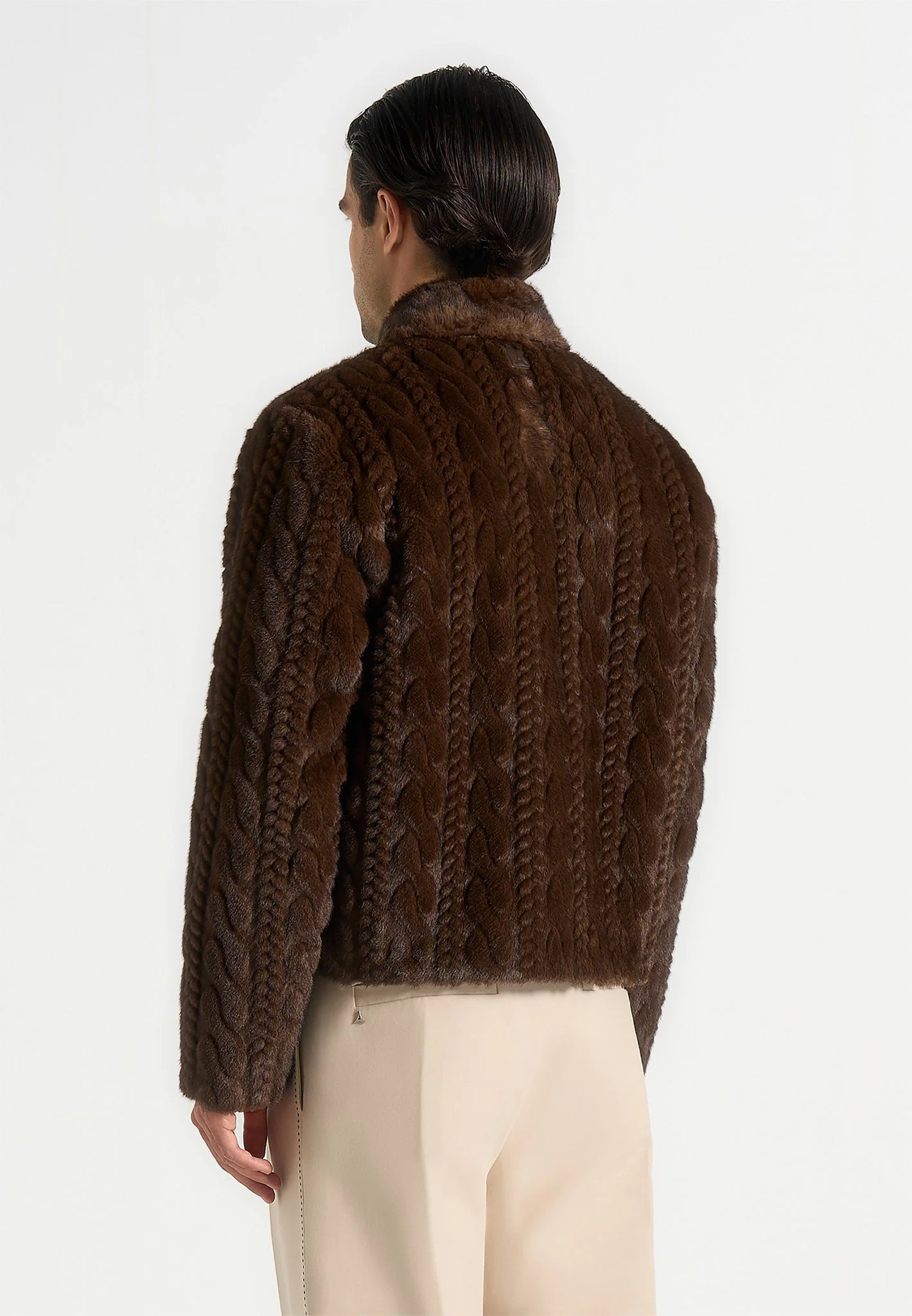 David - Plush Cable Embossed Jacket - Brown - Image 6