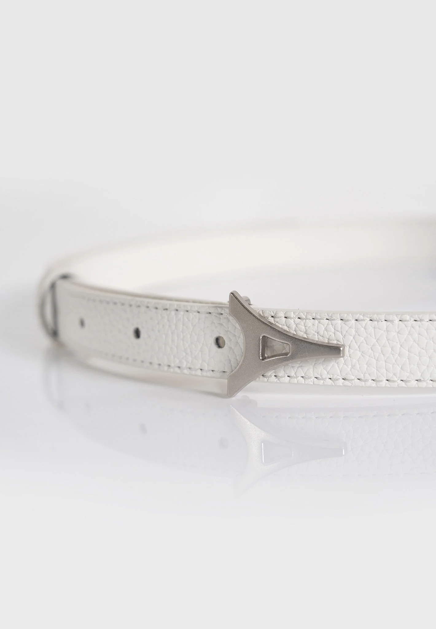 Leonie - Eiffel Slim Leather Belt - White - Image 4