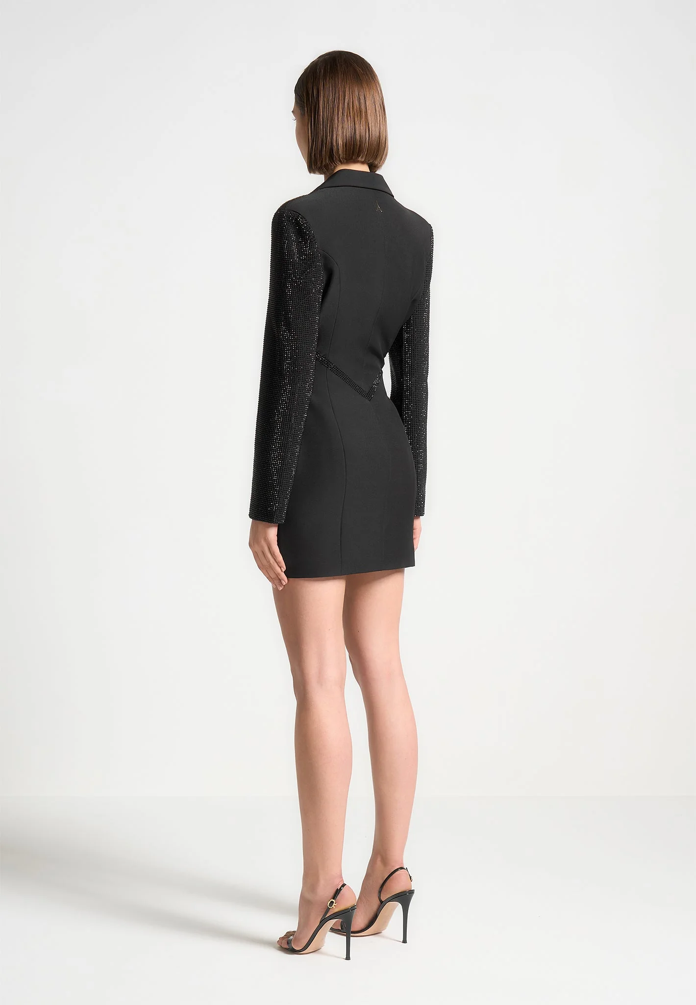 Rhinestone Corset Blazer Dress - Black - Image 5
