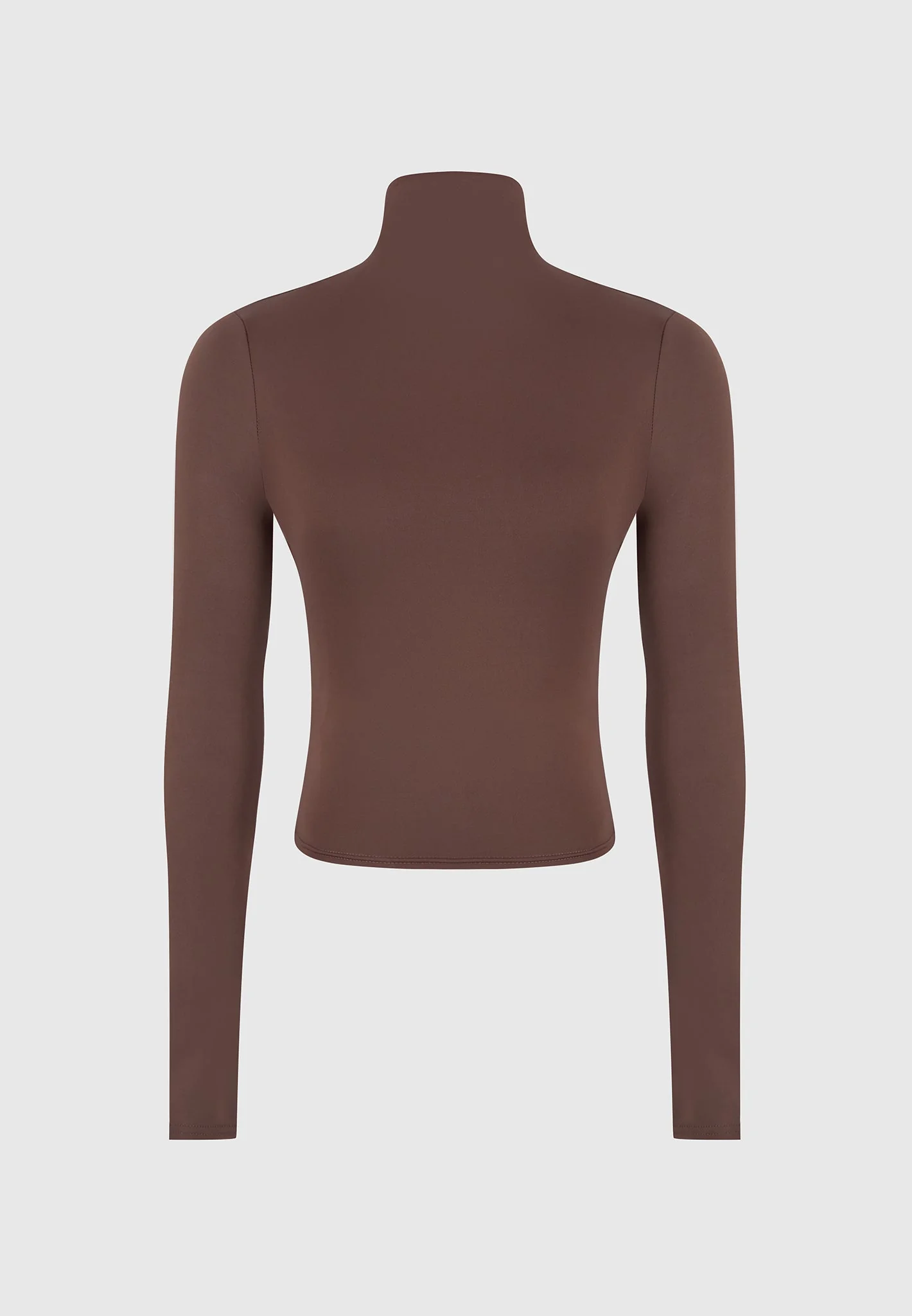 Alea - Mock Neck Long Sleeve Top - Brown - Image 7