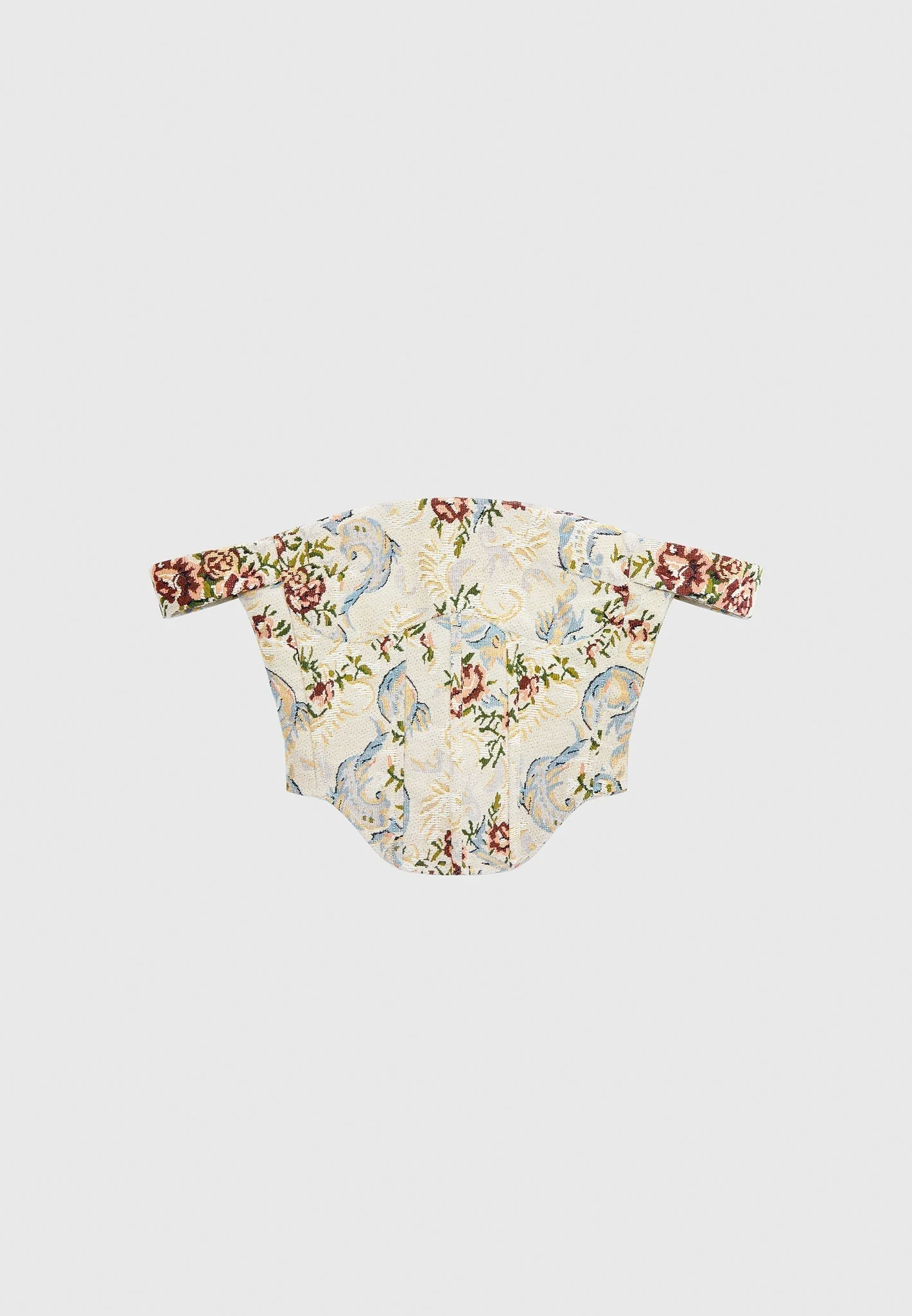 Bonnie - Floral Jacquard Bardot Corset Top - Beige - Image 4