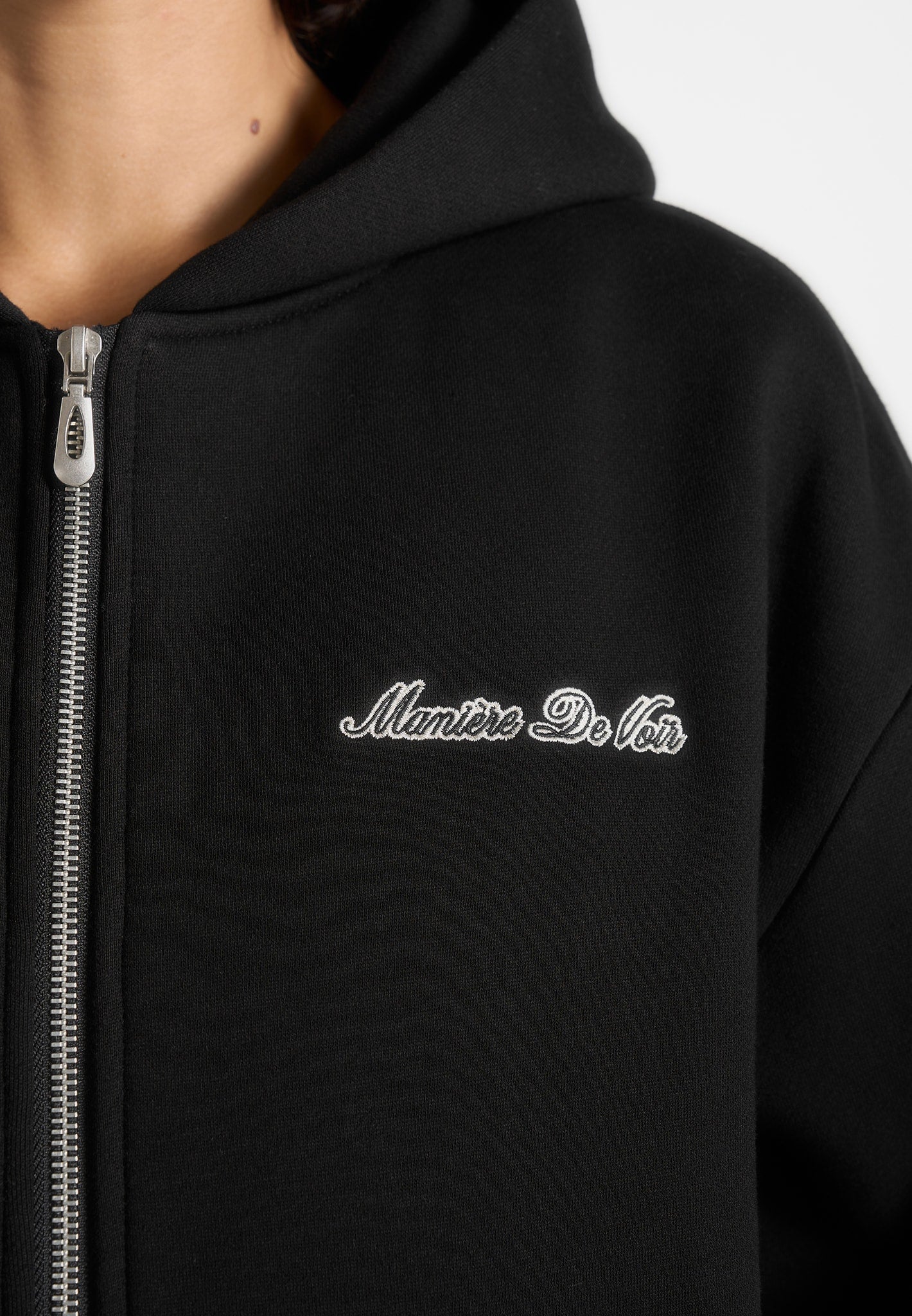 JS002 - Unisex Signature Relaxed Fit Zip Hoodie - Black - Image 6