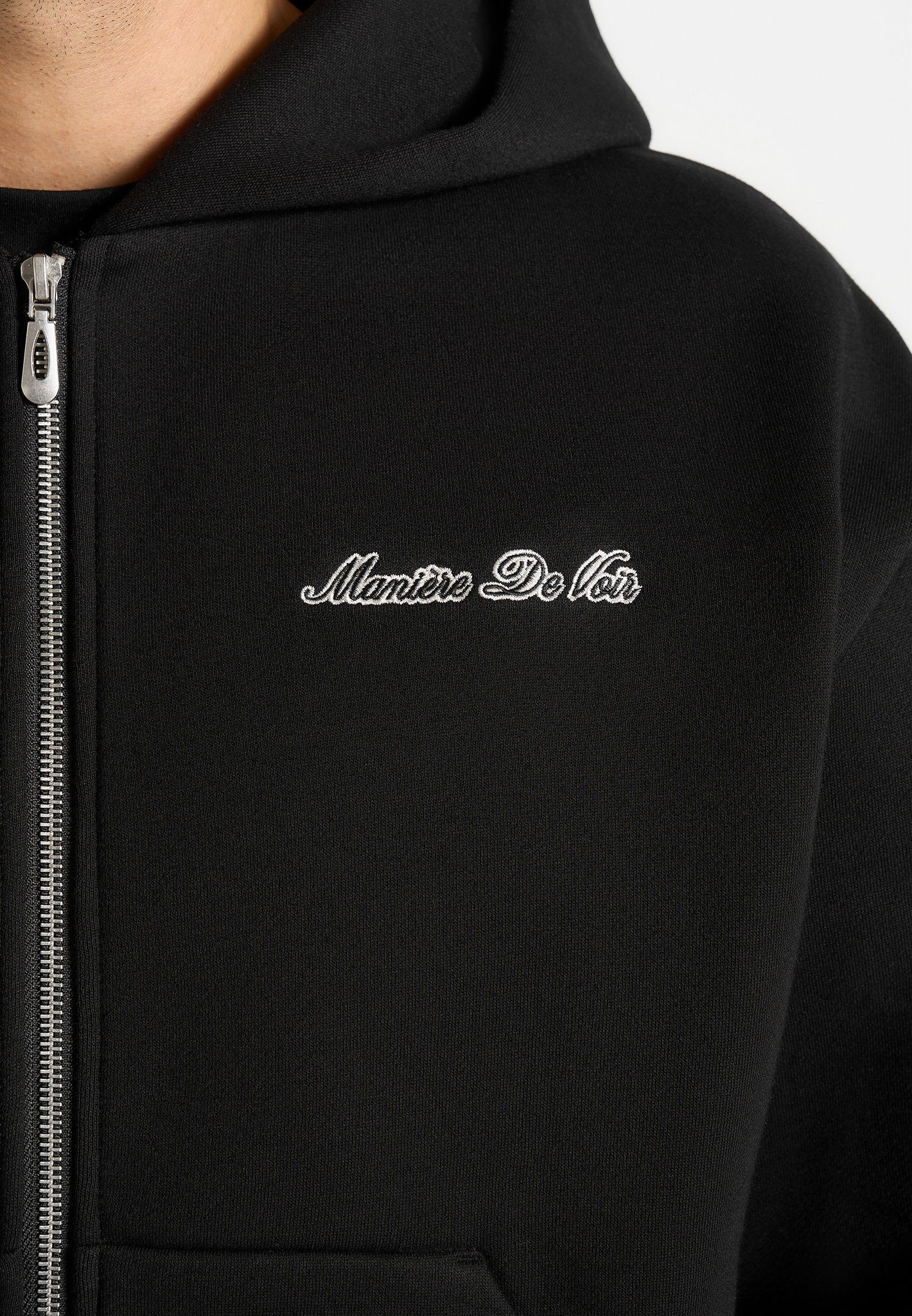 JS002 - Unisex Signature Relaxed Fit Zip Hoodie - Black - Image 7