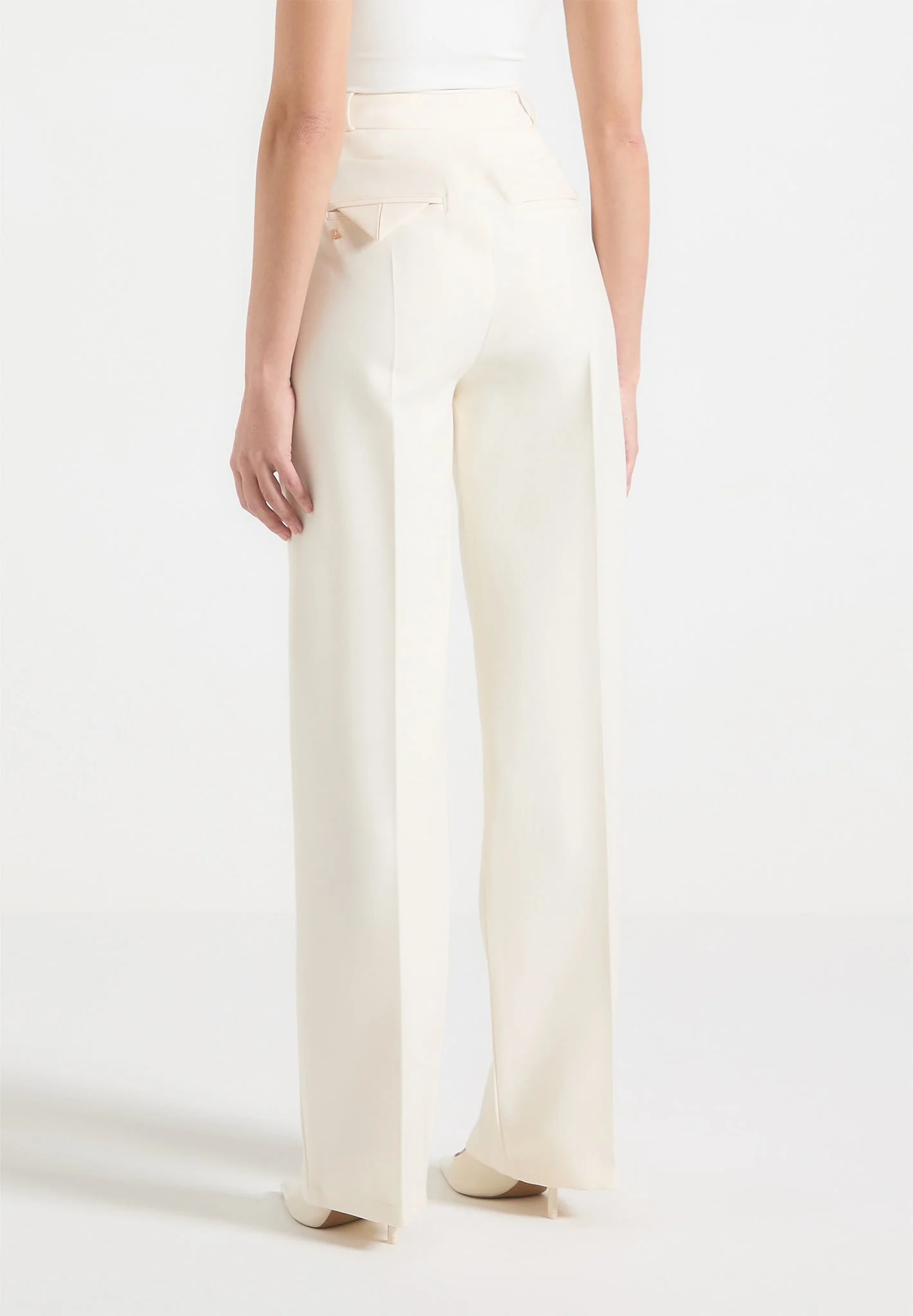 Julie - Tailored Twin Pleat Trousers - Off White - Image 4