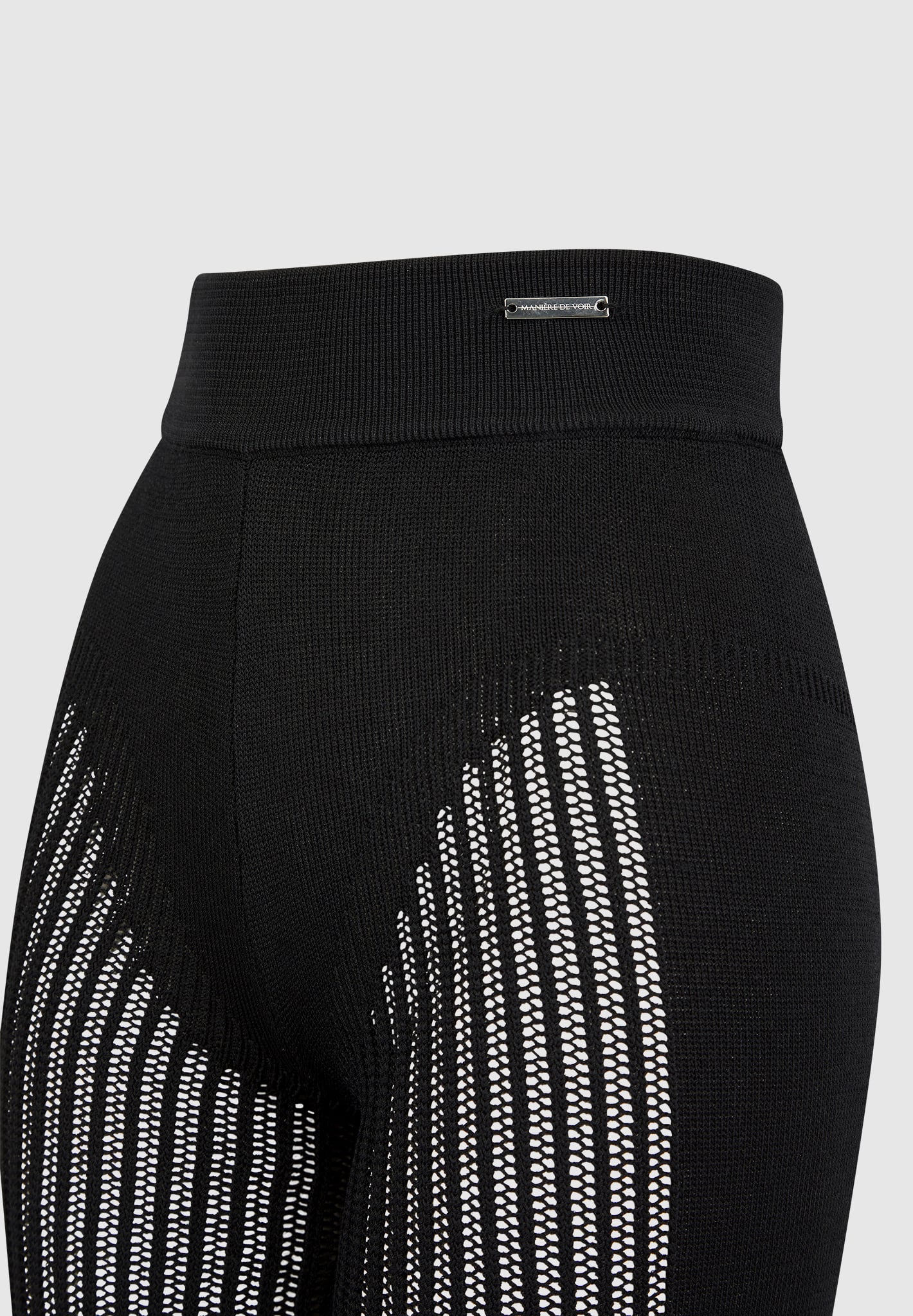 Knitted High Waisted Leggings - Black - Image 7