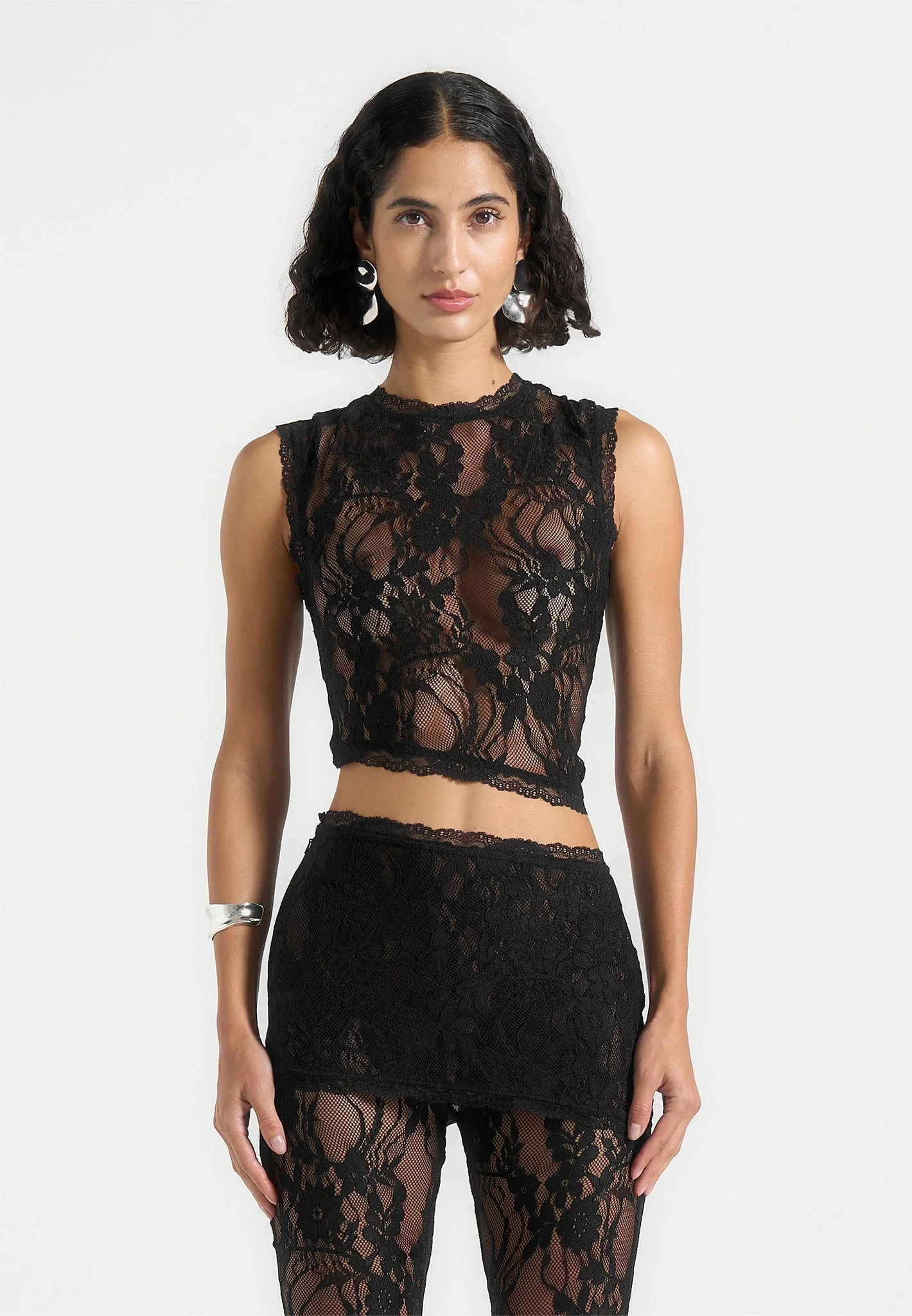 Eugenie - Lace Asymmetric Top - Black - Image 4
