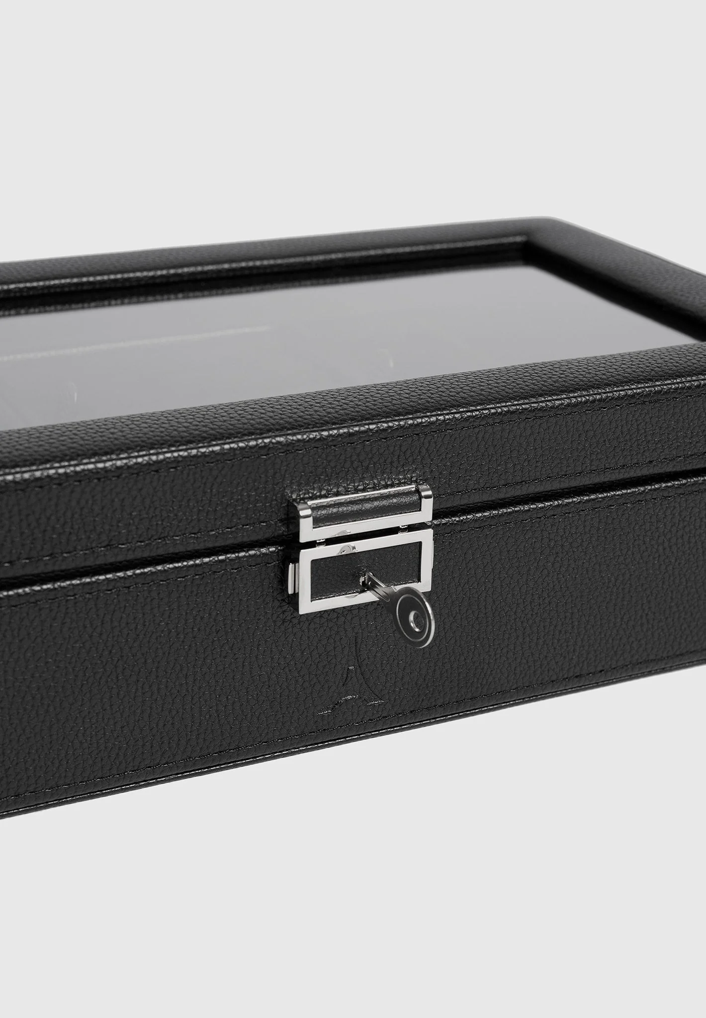 Leather Watch and Jewellery Box - Black - Image 3