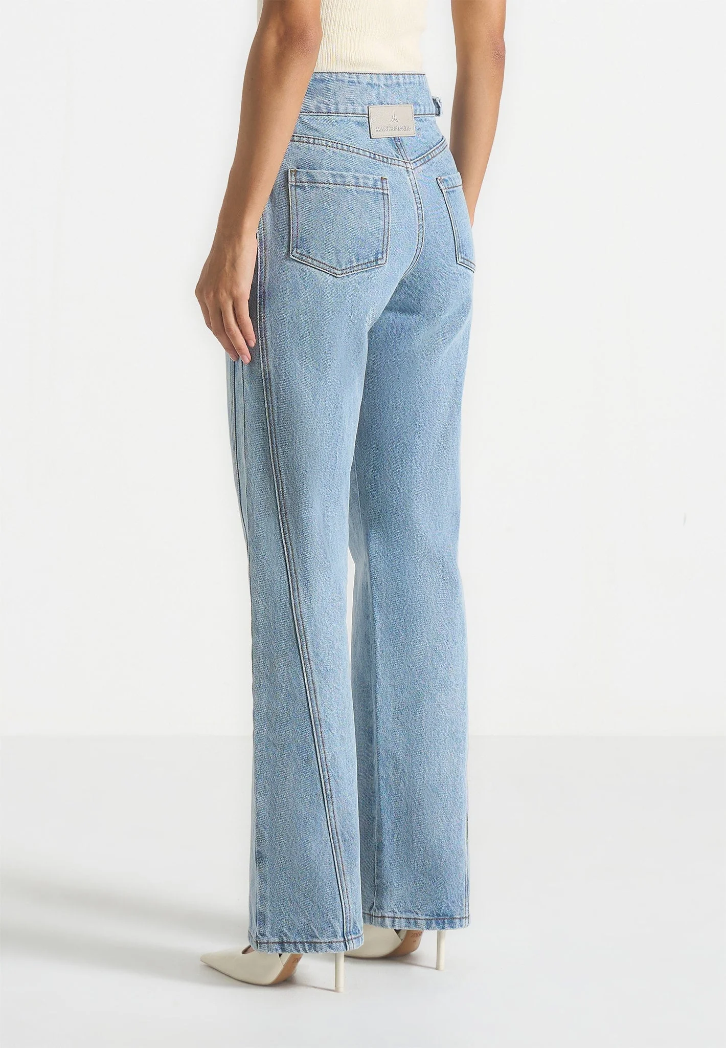 Loane - Twist Leg Boyfriend Jeans With Waist Adjuster - Mid Blue - Image 6