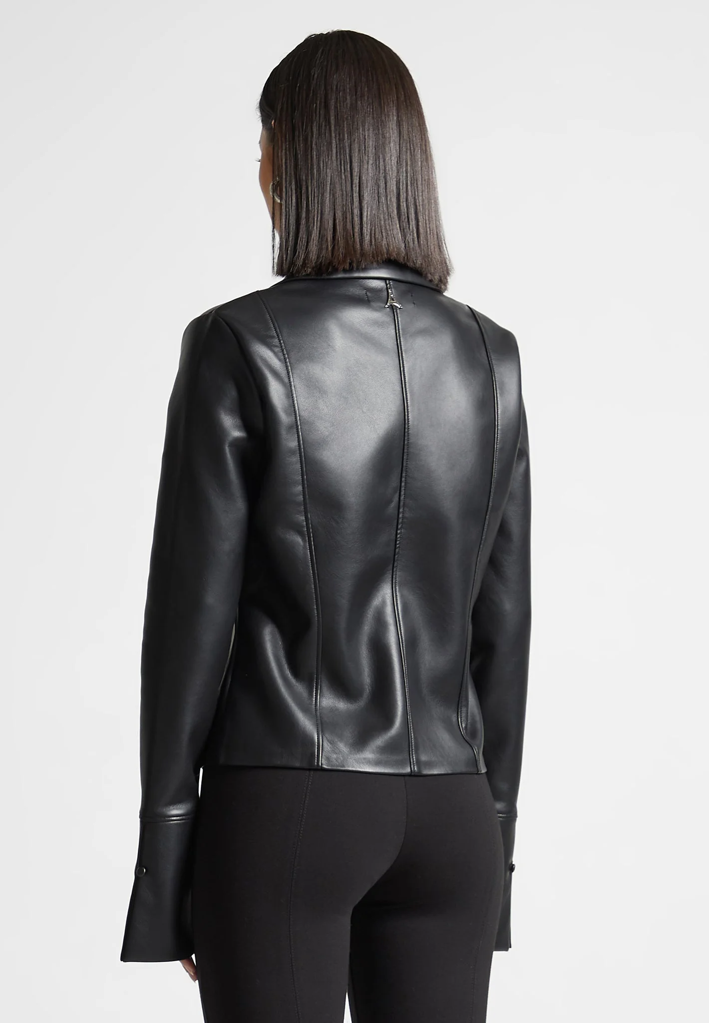 Leather Shirt with Clasp - Black - Image 3