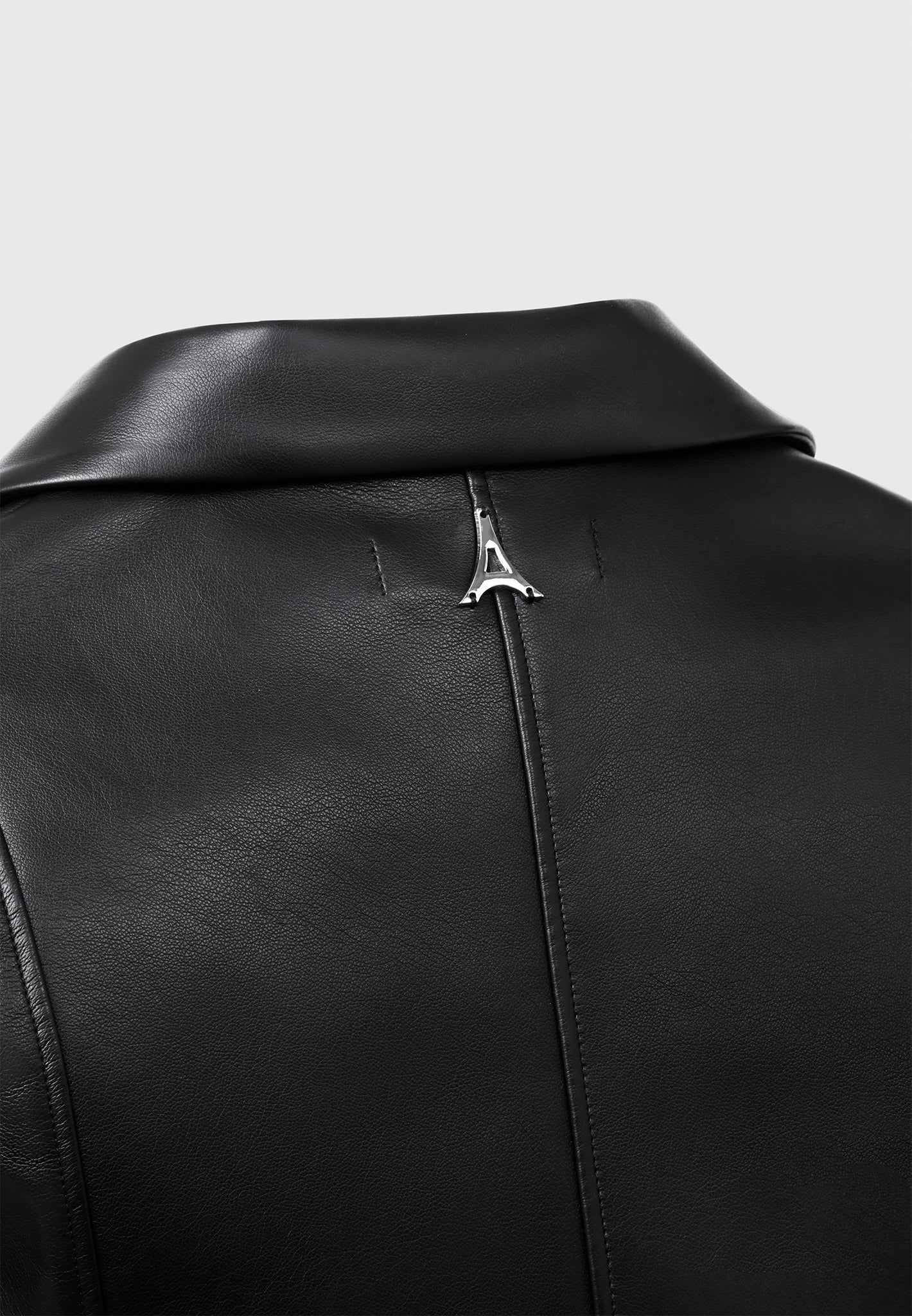 Leather Shirt with Clasp - Black - Image 6