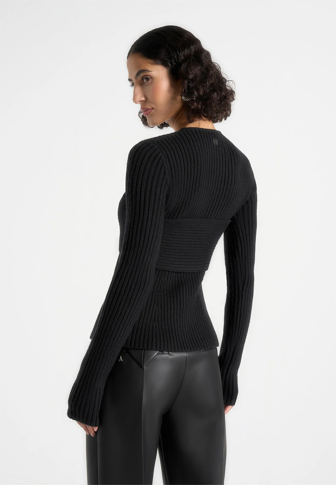 Marisa - 2-In-1 Knit Bandeau Cardigan - Black - Image 4