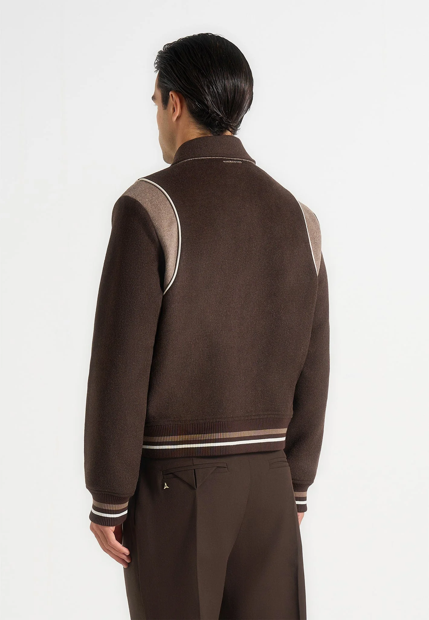 Nico - Contrast Wool Varsity Jacket - Brown - Image 4