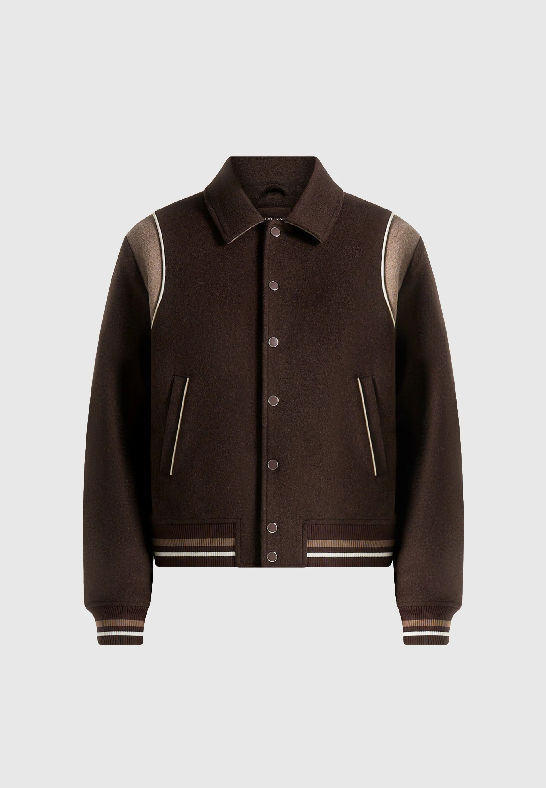 Nico - Contrast Wool Varsity Jacket - Brown - Image 5
