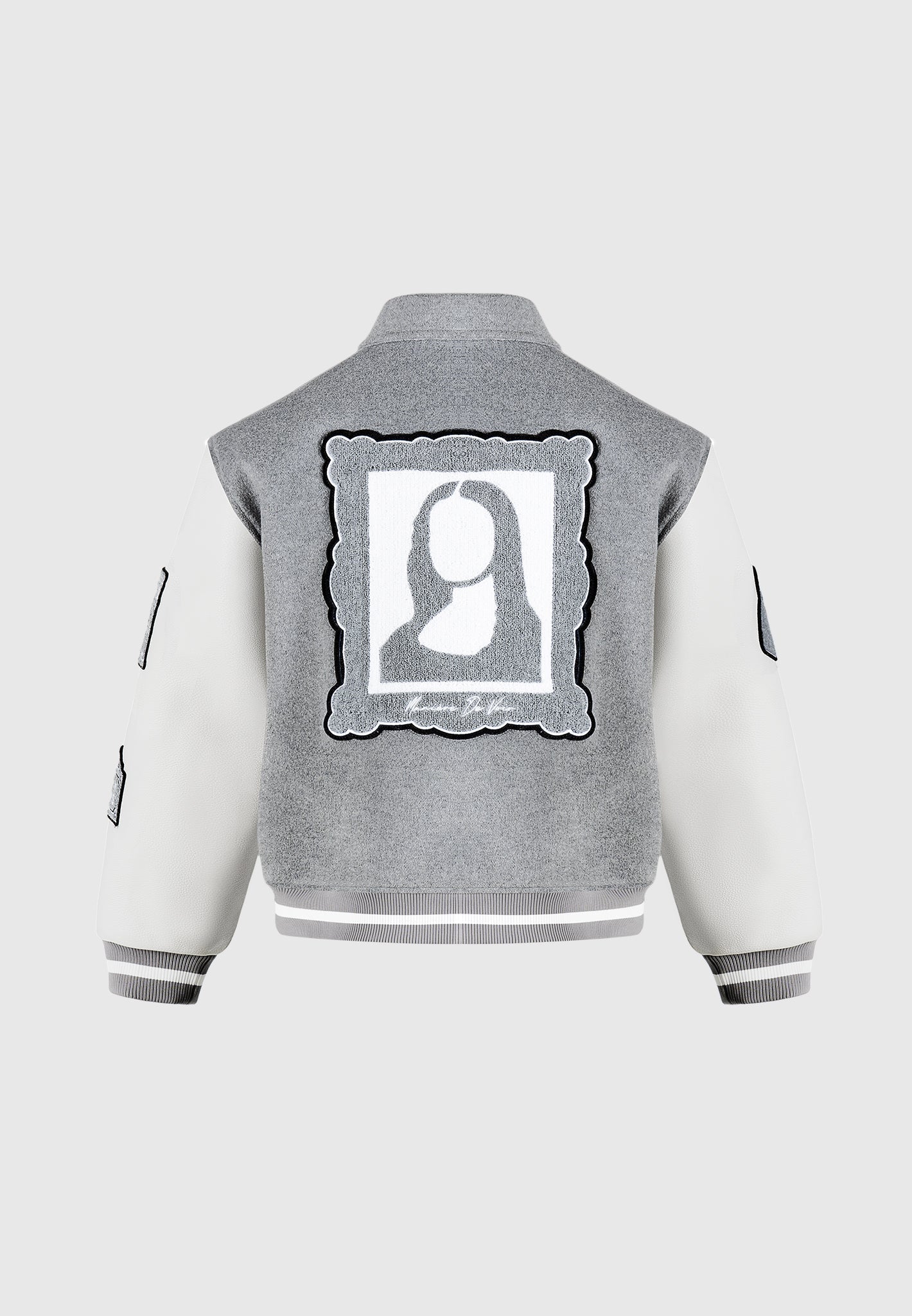 Oscar - Mona Lisa Wool Blend Varsity Jacket - Grey - Image 10
