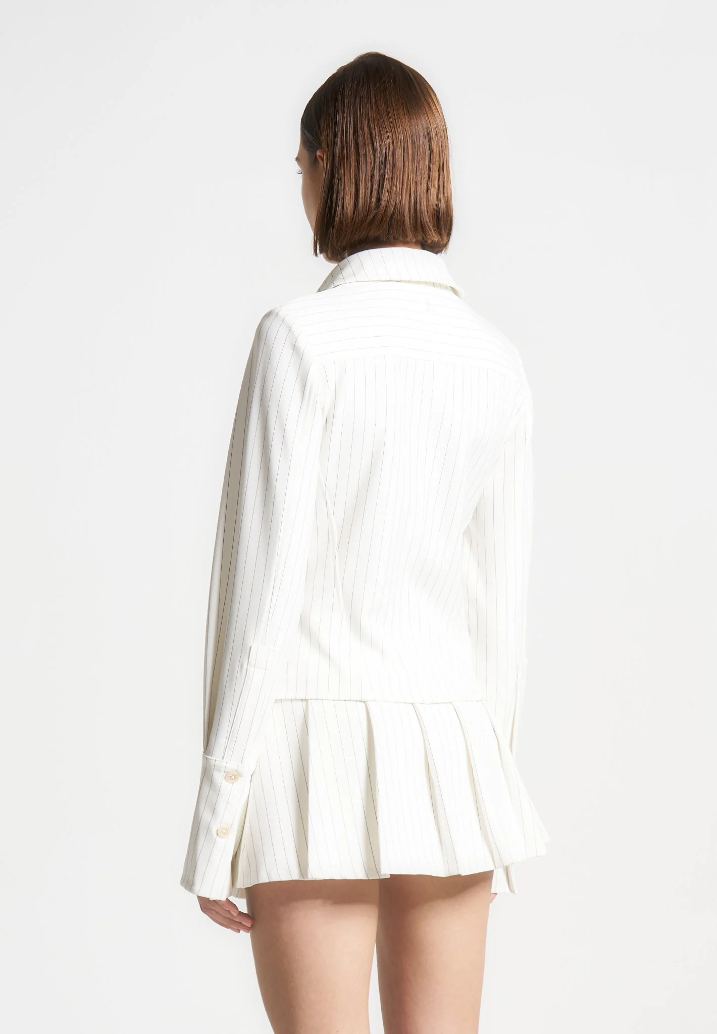 Sonia - Pinstripe Angled Shirt - White - Image 5