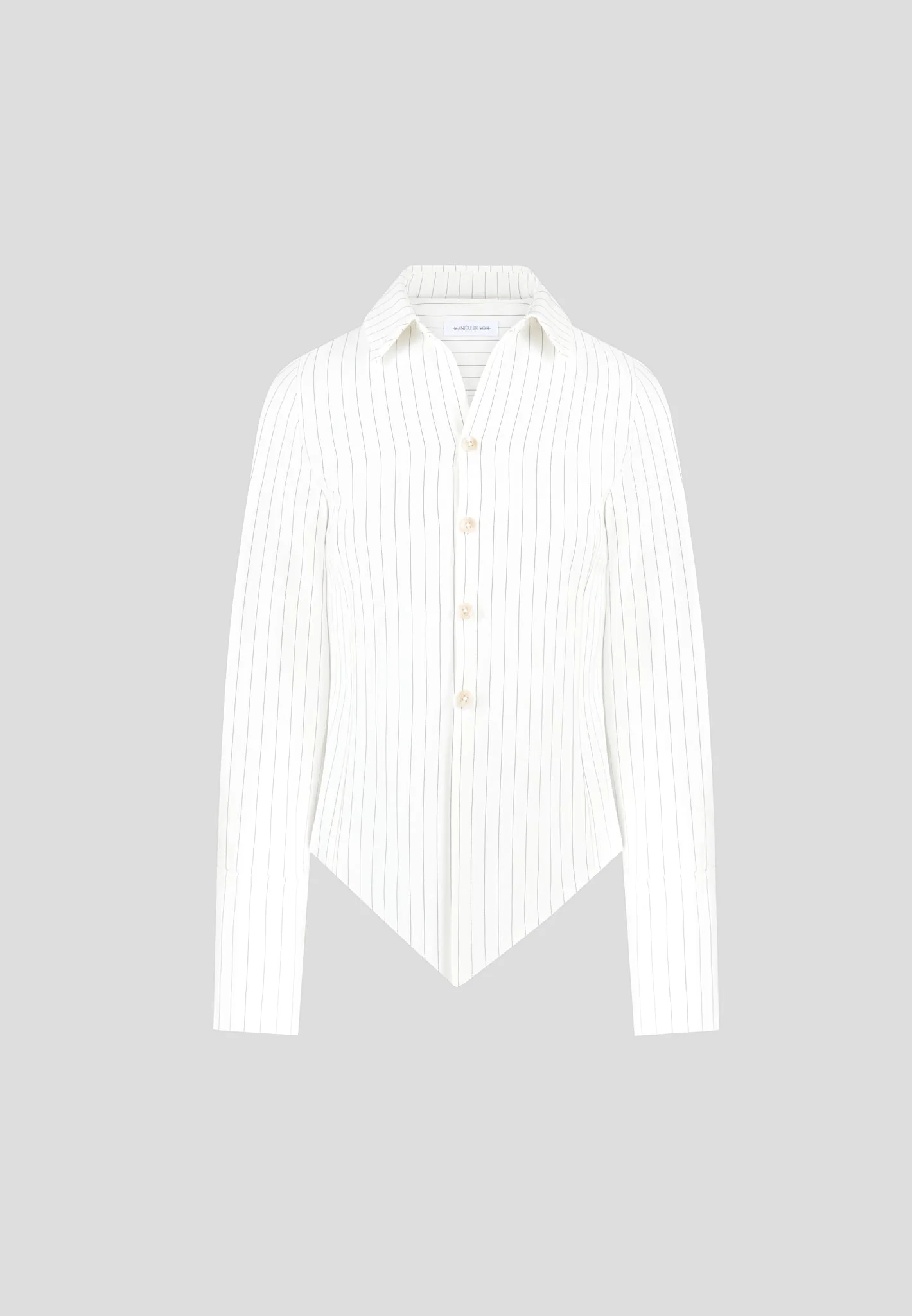 Sonia - Pinstripe Angled Shirt - White - Image 7