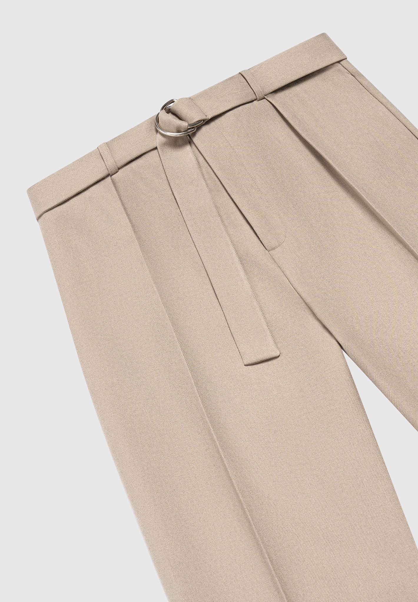 Louis - Relaxed Fit Belted Tailored Trousers - Beige - Image 5