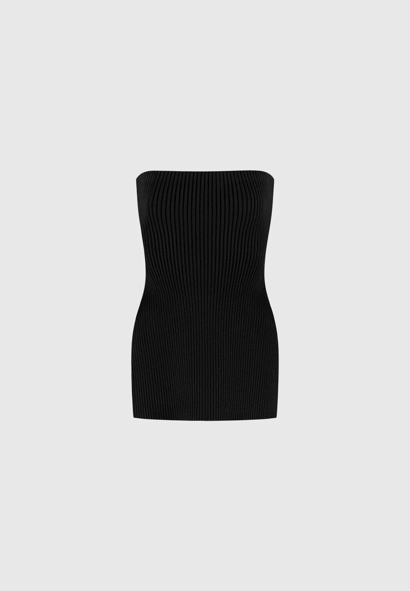 Rib Knit Longline Bandeau Top - Black - Image 5