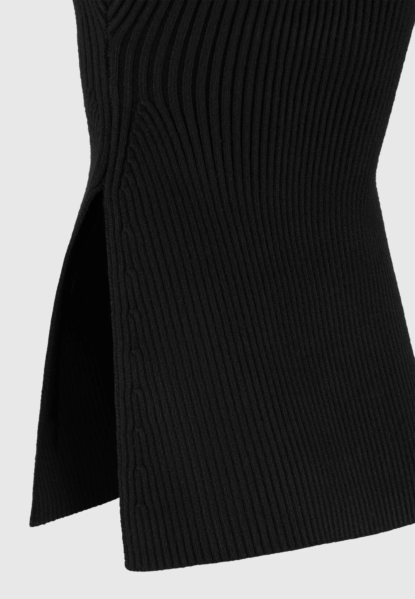 Rib Knit Longline Bandeau Top - Black - Image 6