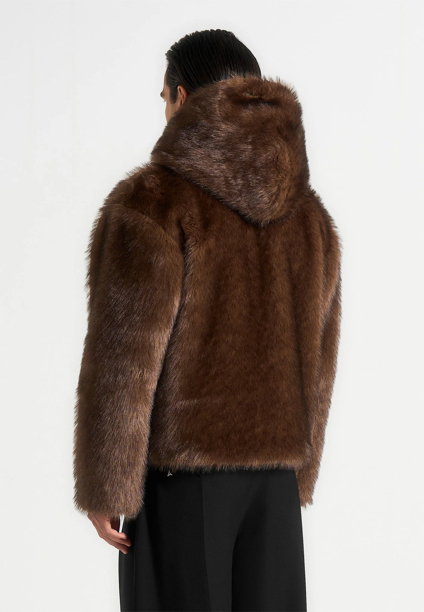 Ryan - Fur Hooded Jacket - Brown - Image 4