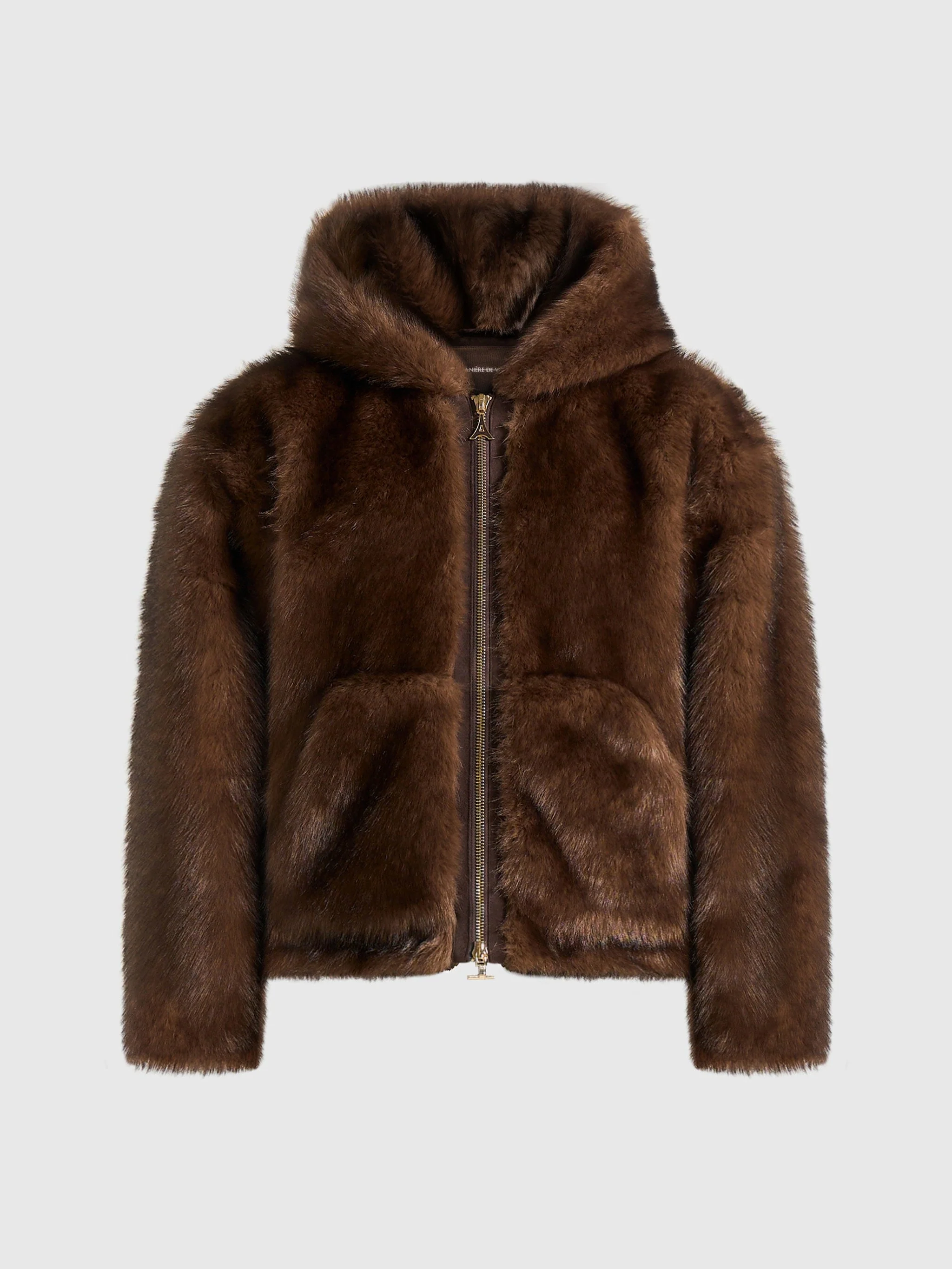 Ryan - Fur Hooded Jacket - Brown - Image 5