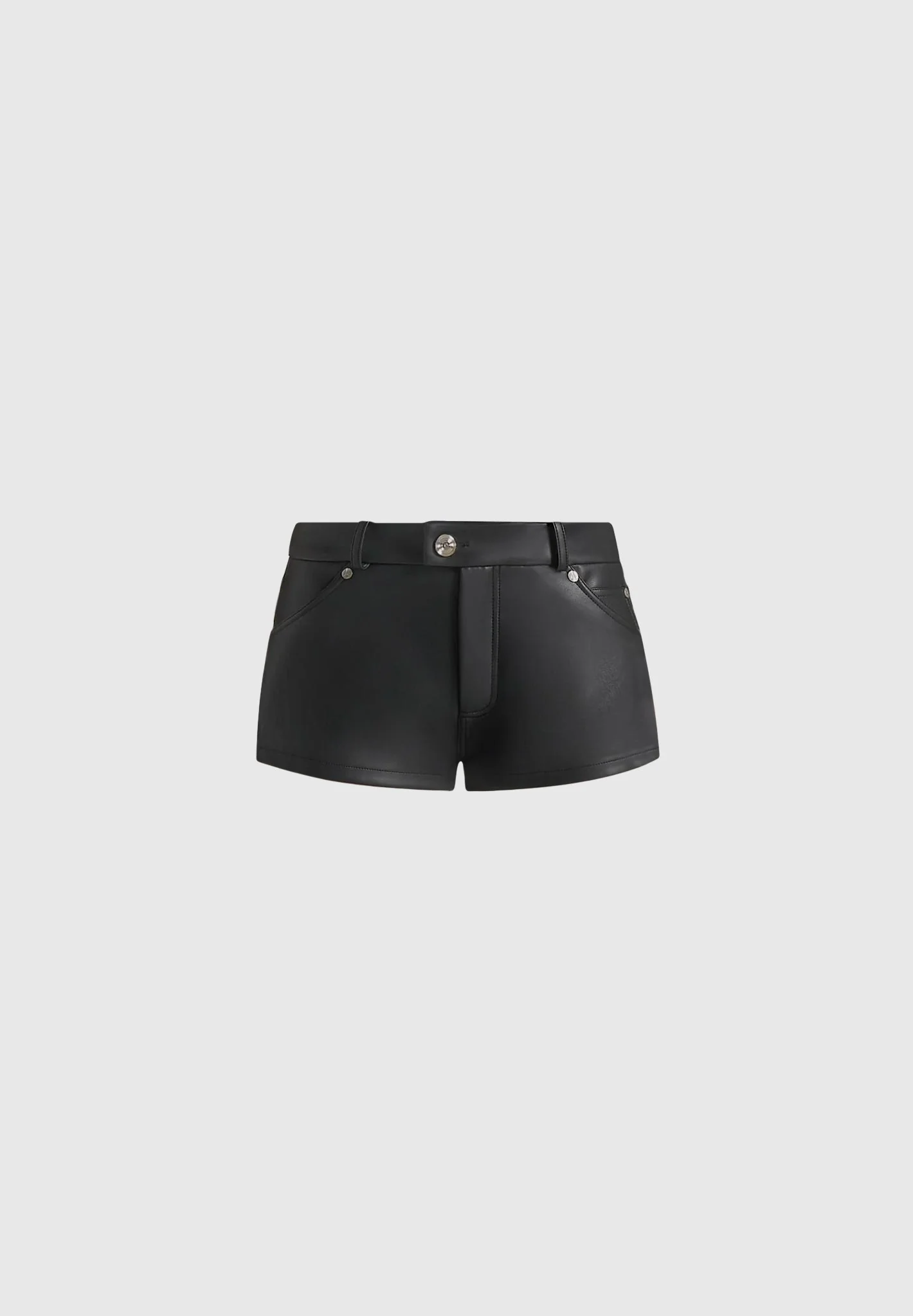 Samia - Leather Mini Shorts - Black - Image 6