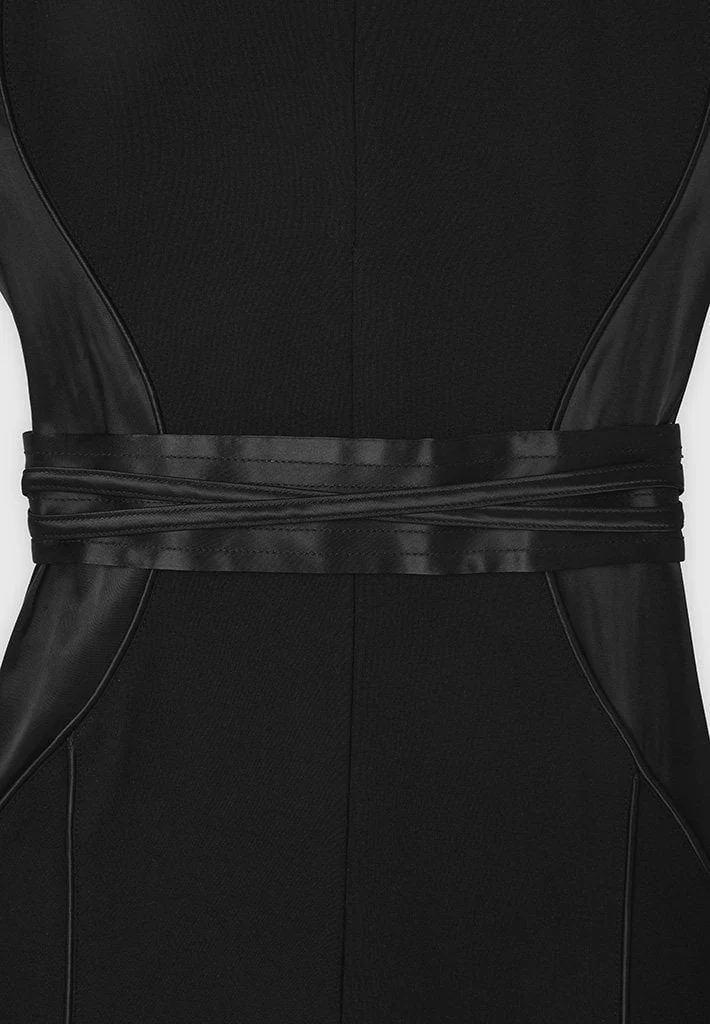 Satin Contour Flared Jumpsuit - Black - Image 10