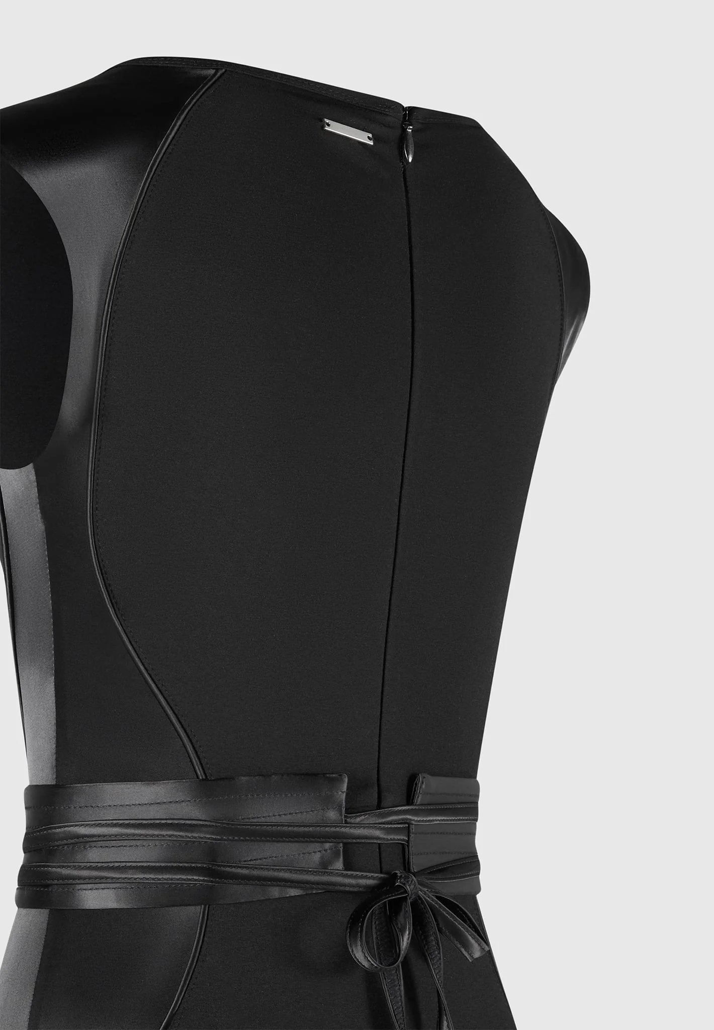 Satin Contour Flared Jumpsuit - Black - Image 12