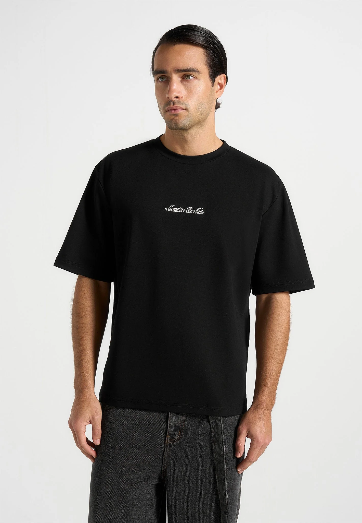 TS001 - Unisex Signature Relaxed Fit Cotton T-Shirt - Black - Image 5