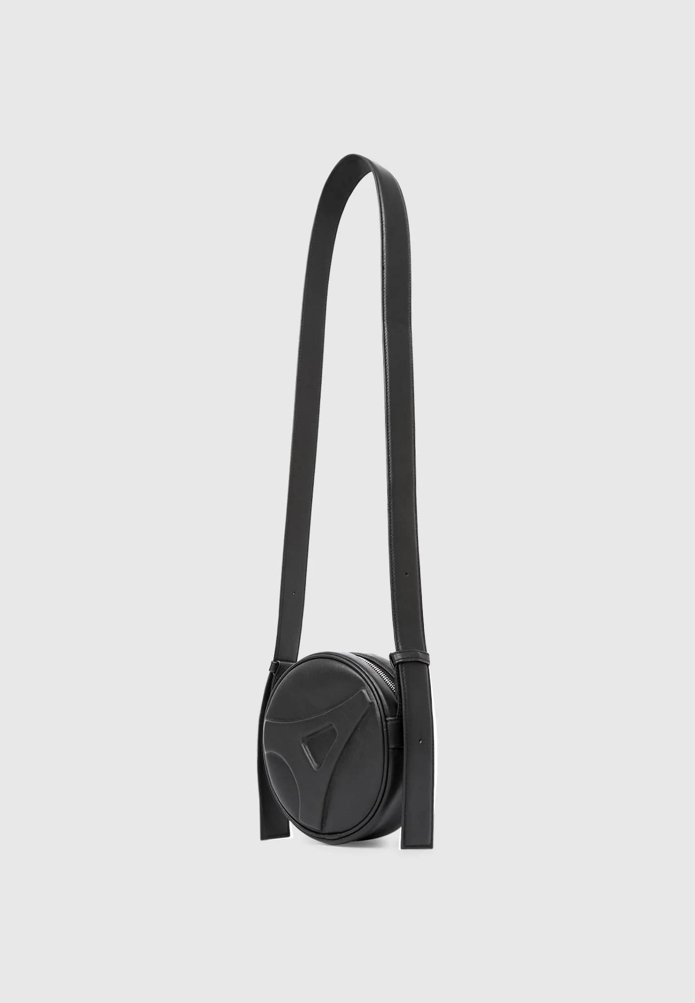 Leather Embossed Eiffel Round Bag - Black - Image 3