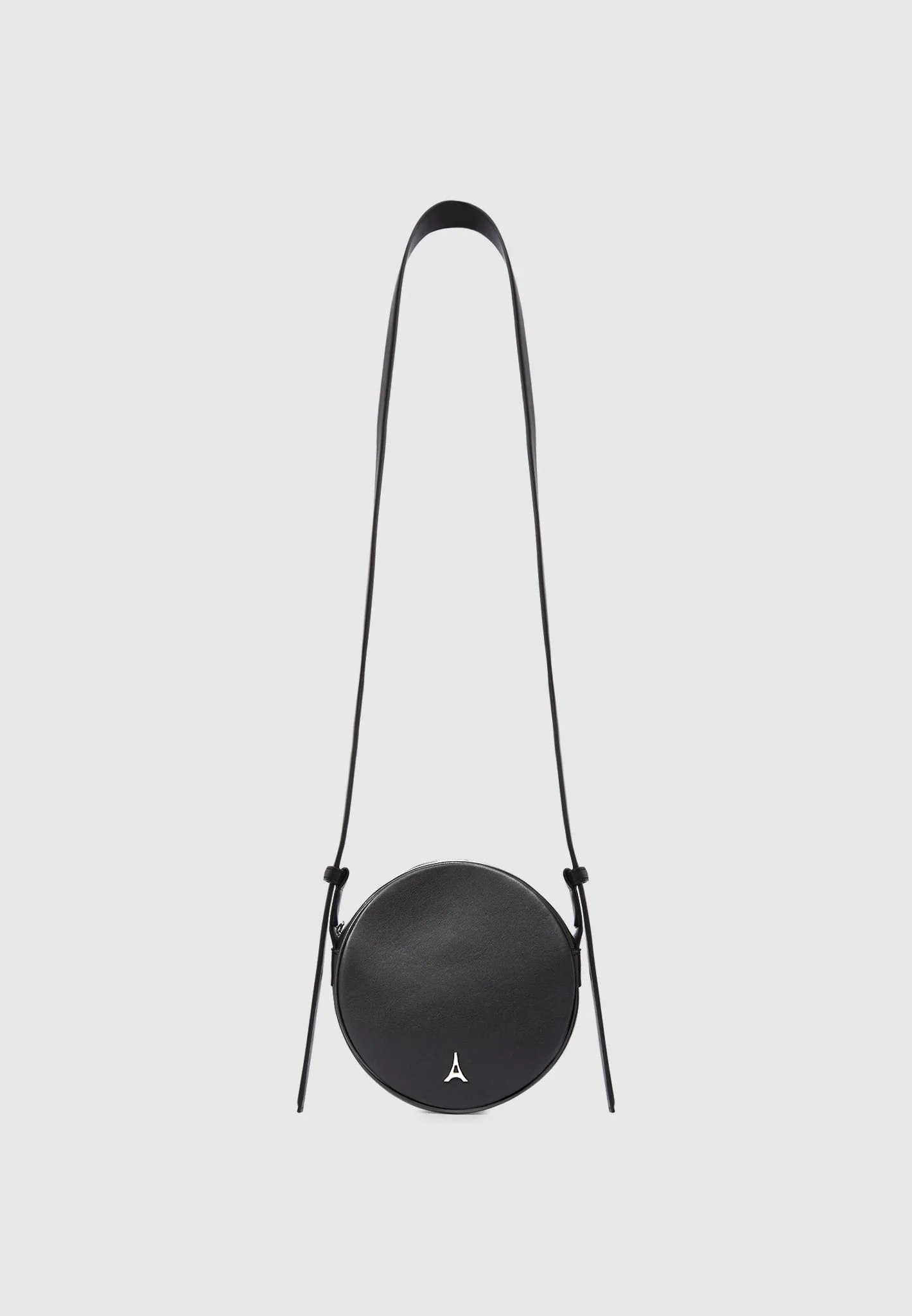 Leather Embossed Eiffel Round Bag - Black - Image 4