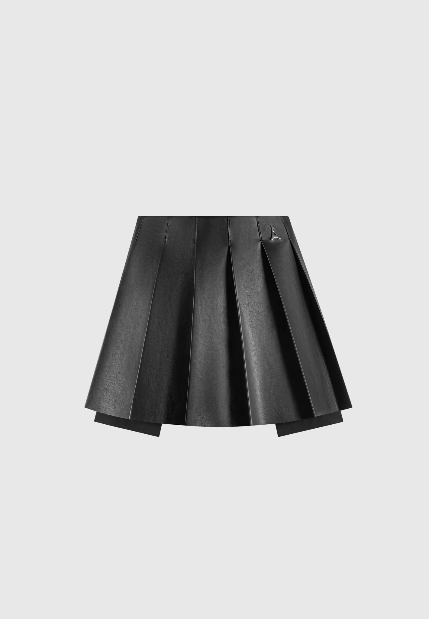 Juliette - Leather Pleated Skort - Black - Image 4