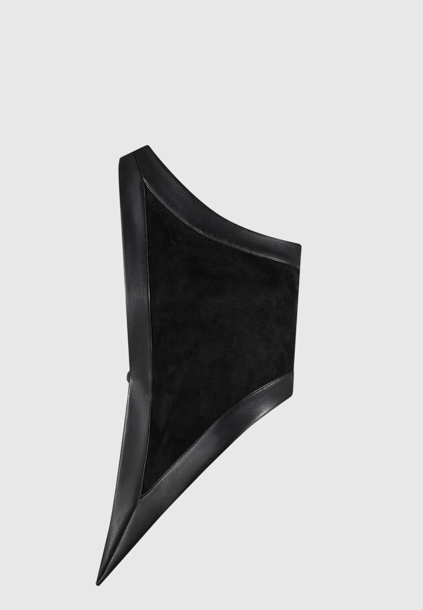 Suede & Leather Asymmetric Backless Top - Black - Image 4
